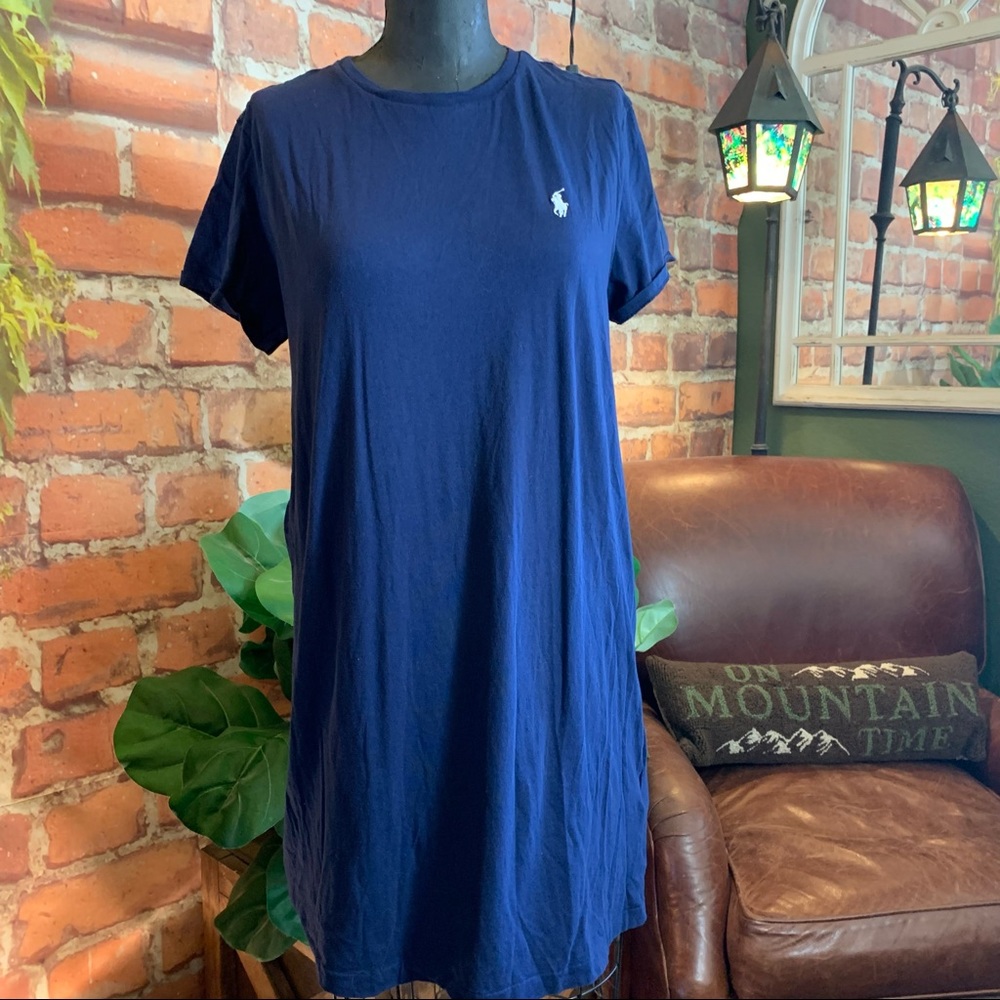 Polo Ralph Lauren Tee Dress XL Cotton Navy Blue